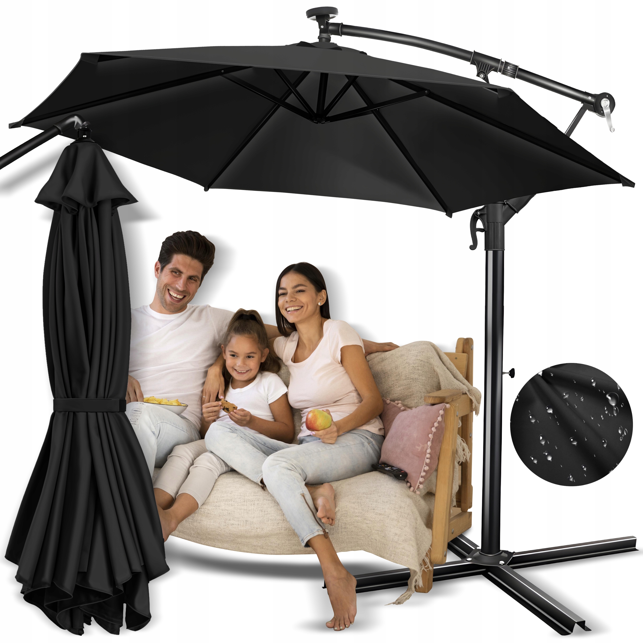 Parasol Ogrodowy Duży Solidny Składany 3,5M Z Wysięgnikiem Regulacja XXXL