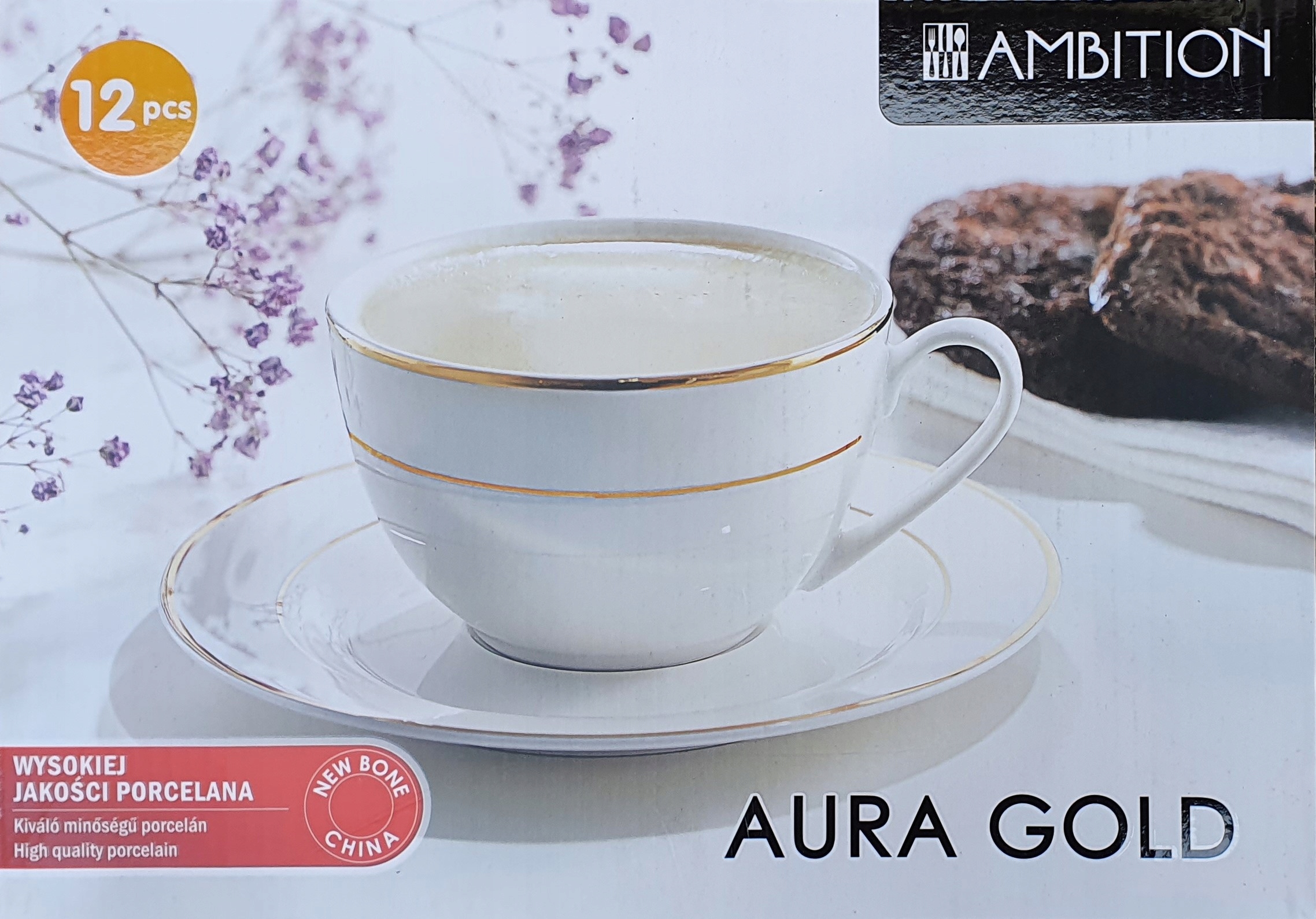 

Ambition Aura Gold Komplet Serwis Kawowy Porcelana