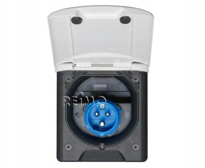Zásuvka 230V Cee s magnetickým uzávěrem, bílá Fawo