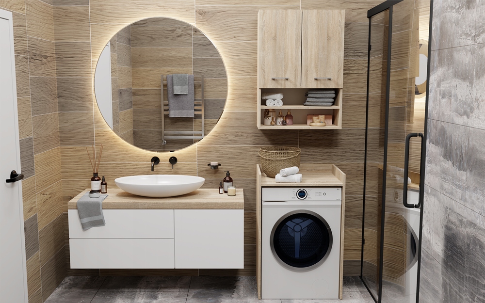 SZAFKA ŁAZIENKOWA NA PRALKE POLA NP - DĄB SONOMA Kolor frontów dąb sonoma