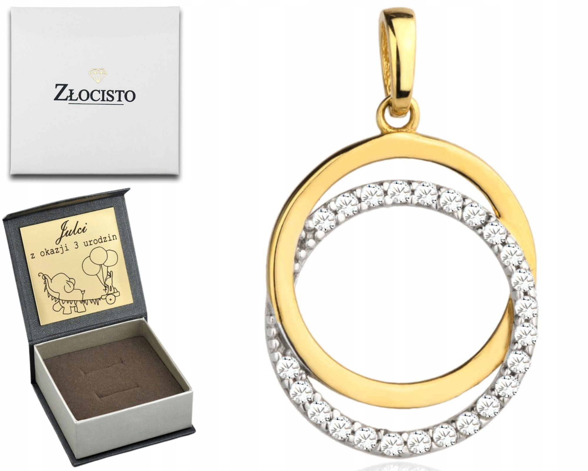 Zlatý Přívěsek Kroužek Se Zirkonem Gravírování 585 Šperky Jako Dárek