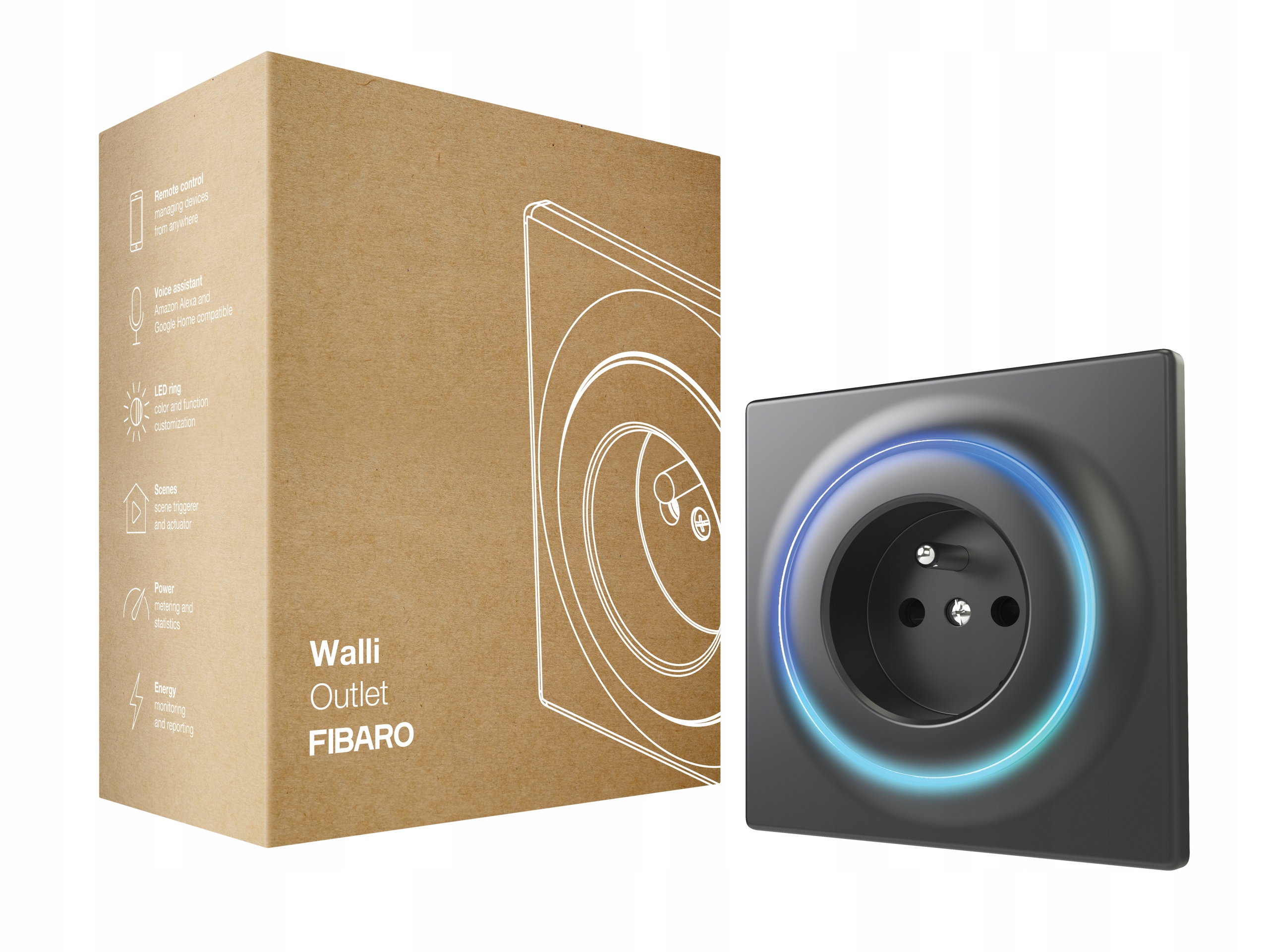 Fibaro FGWOE-011-8 Inteligentne Gniazdko Walli Outlet Antracyt
