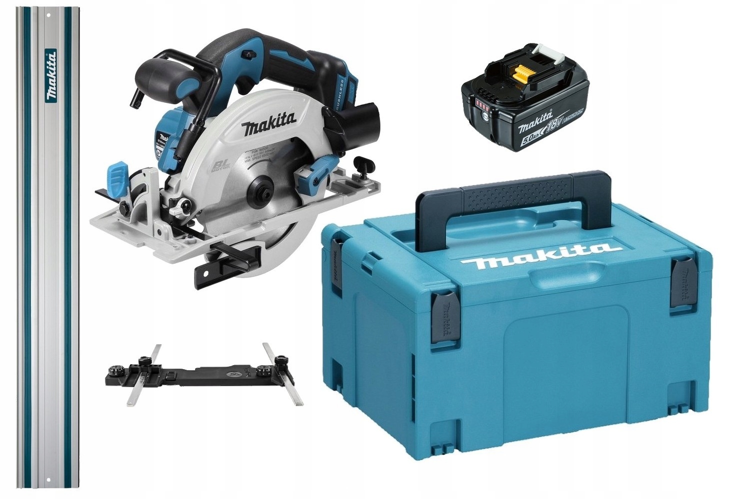 Makita Aku Piła Tarczowa Lxt 18V 1x5Ah BL1850 Adapter Szyna 1,5M DHS680ZJ