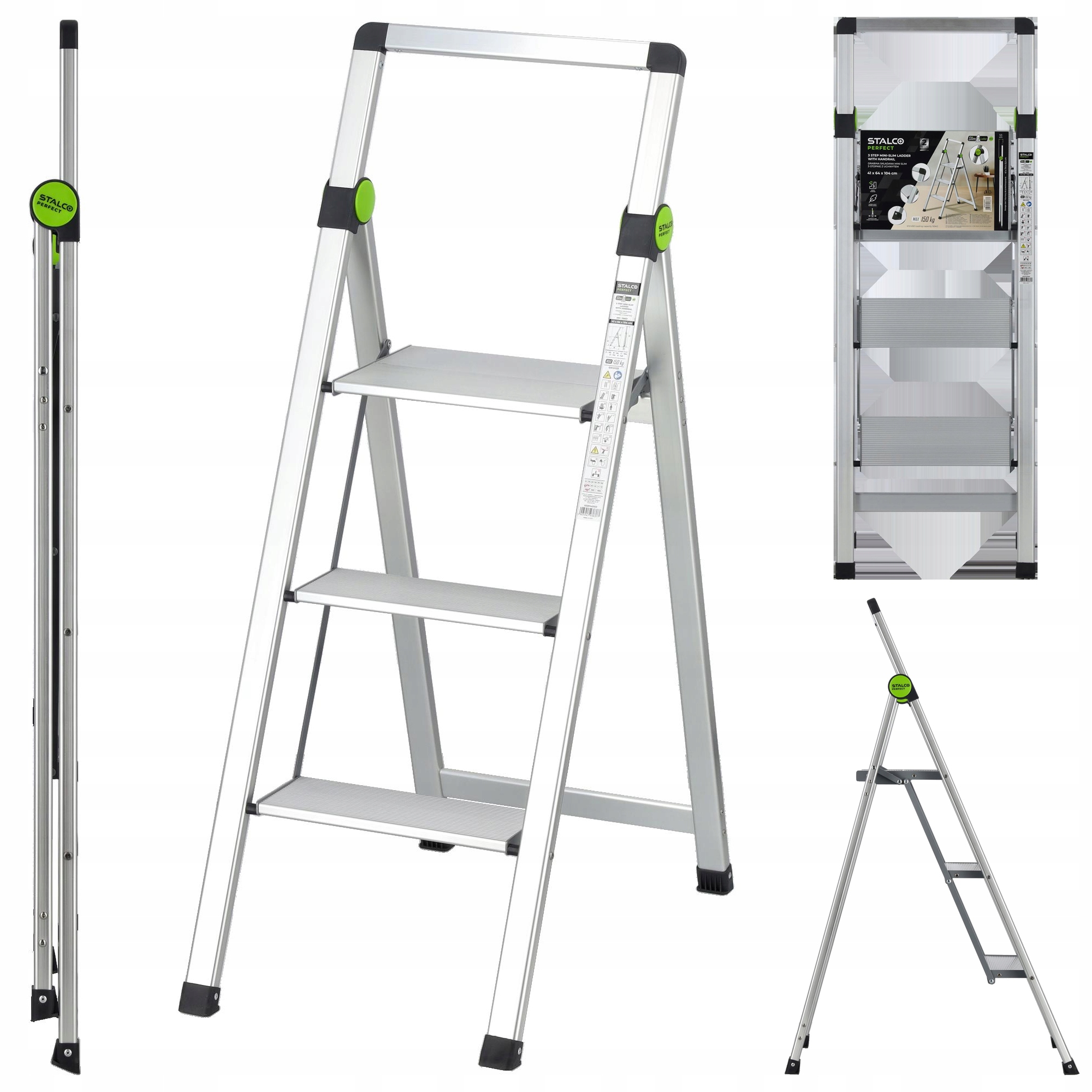 Žebřík Stalco Perfect Mini Slim 3 stupně s úchytem 150 kg