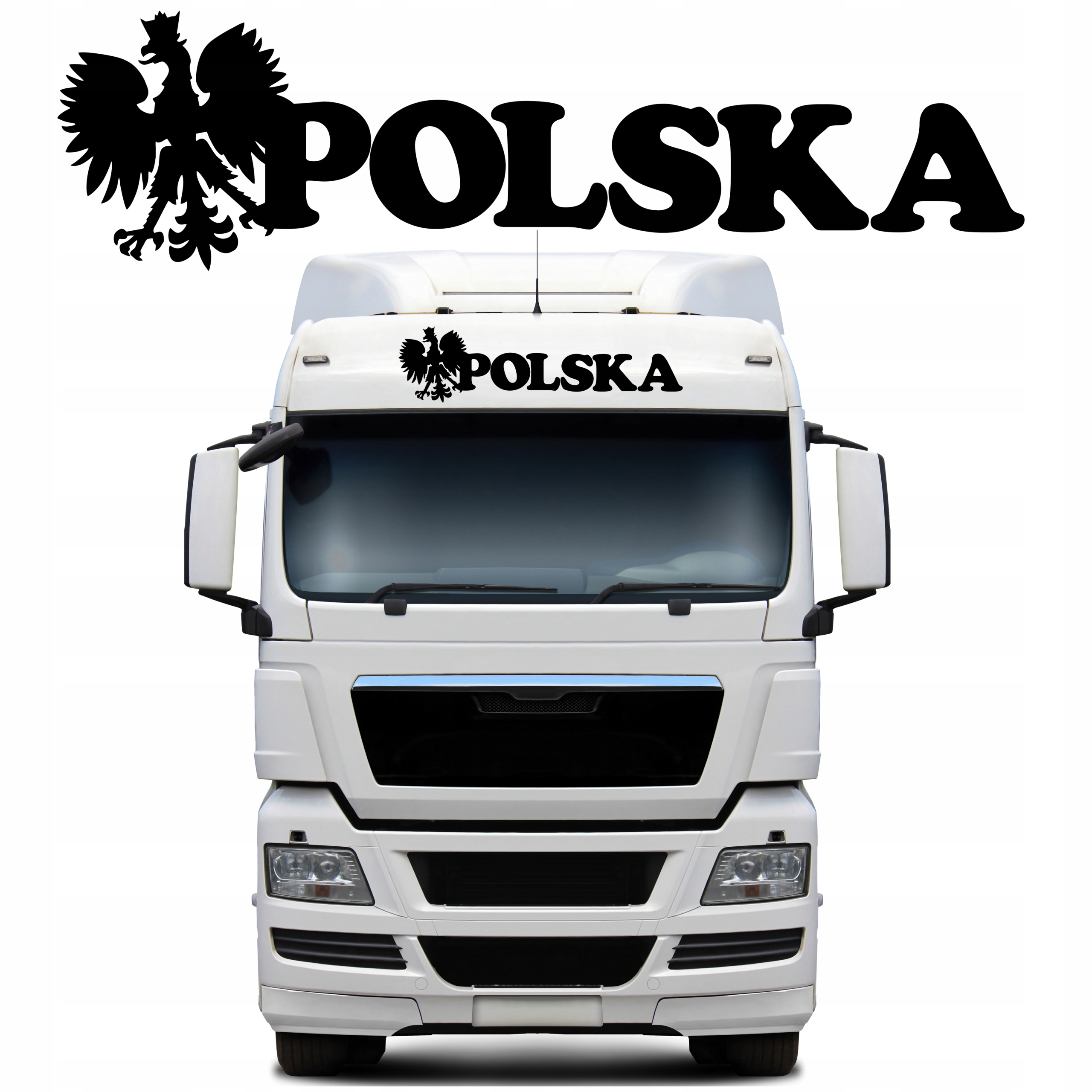 Naklejka na Tir samochód ciężarowy Napis Polska Orzeł Godło 100x27