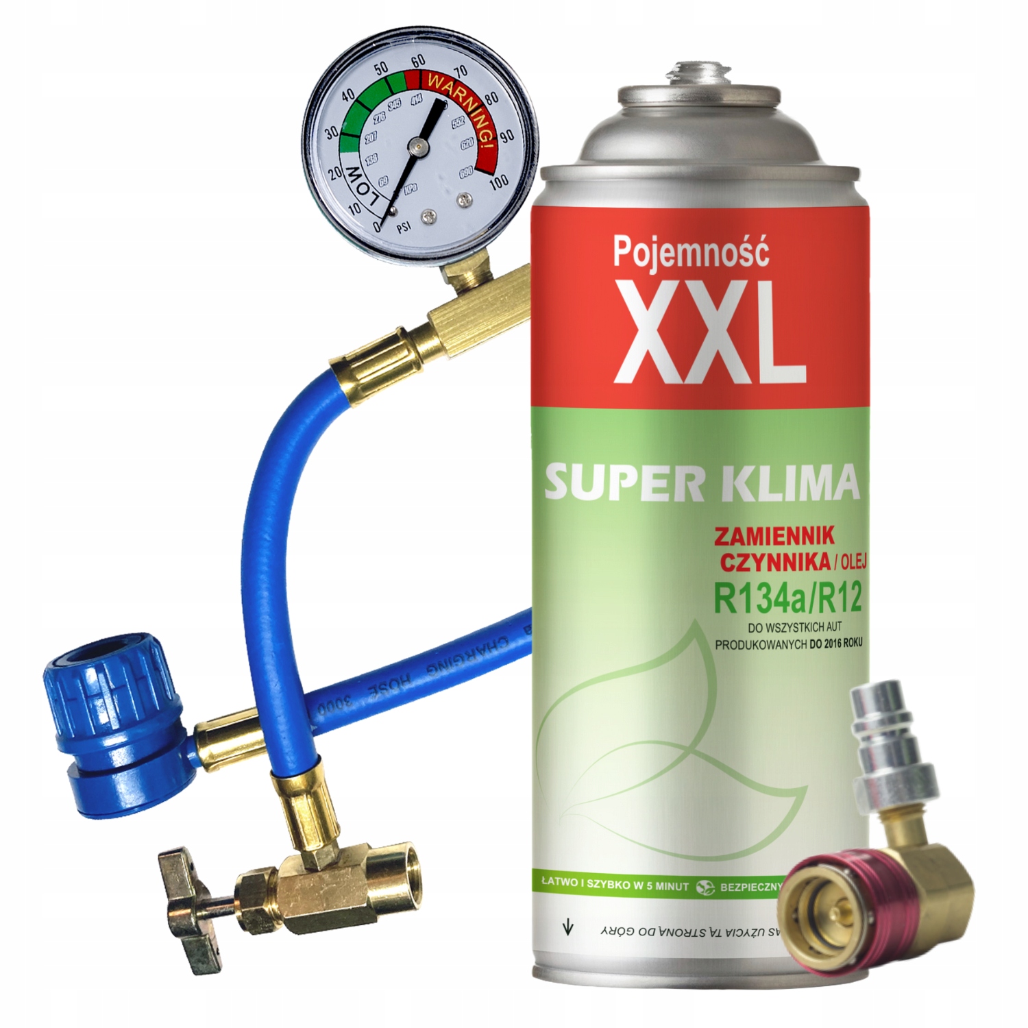 Set Plyn pro nabíjení klimatizace auta R134a 235g Kabelový adaptér