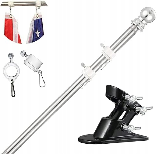 Maszt na flagę 150 cm aluminiowy regulowany uchwyt srebrny