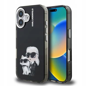 Etui Karl Lagerfeld IML Aquarelle Karl Choupette Logo na iPhone 16 czarne