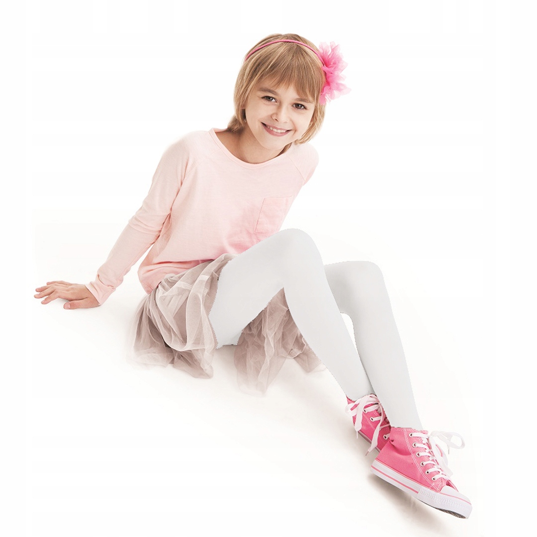 KNITTEX RAJSTOPY DLA DZIEWCZYNKI BIAŁE GŁADKIE MIKROFIBRA 60 DEN 140-146