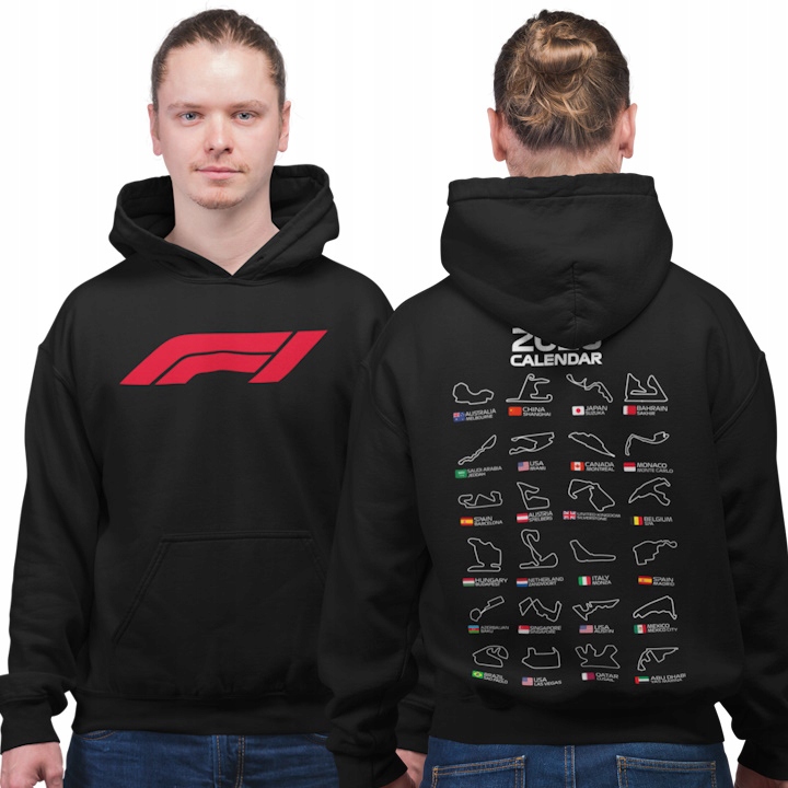 Pánská mikina s kapucí F1 Formule 1, kalendář tratí Motorsport