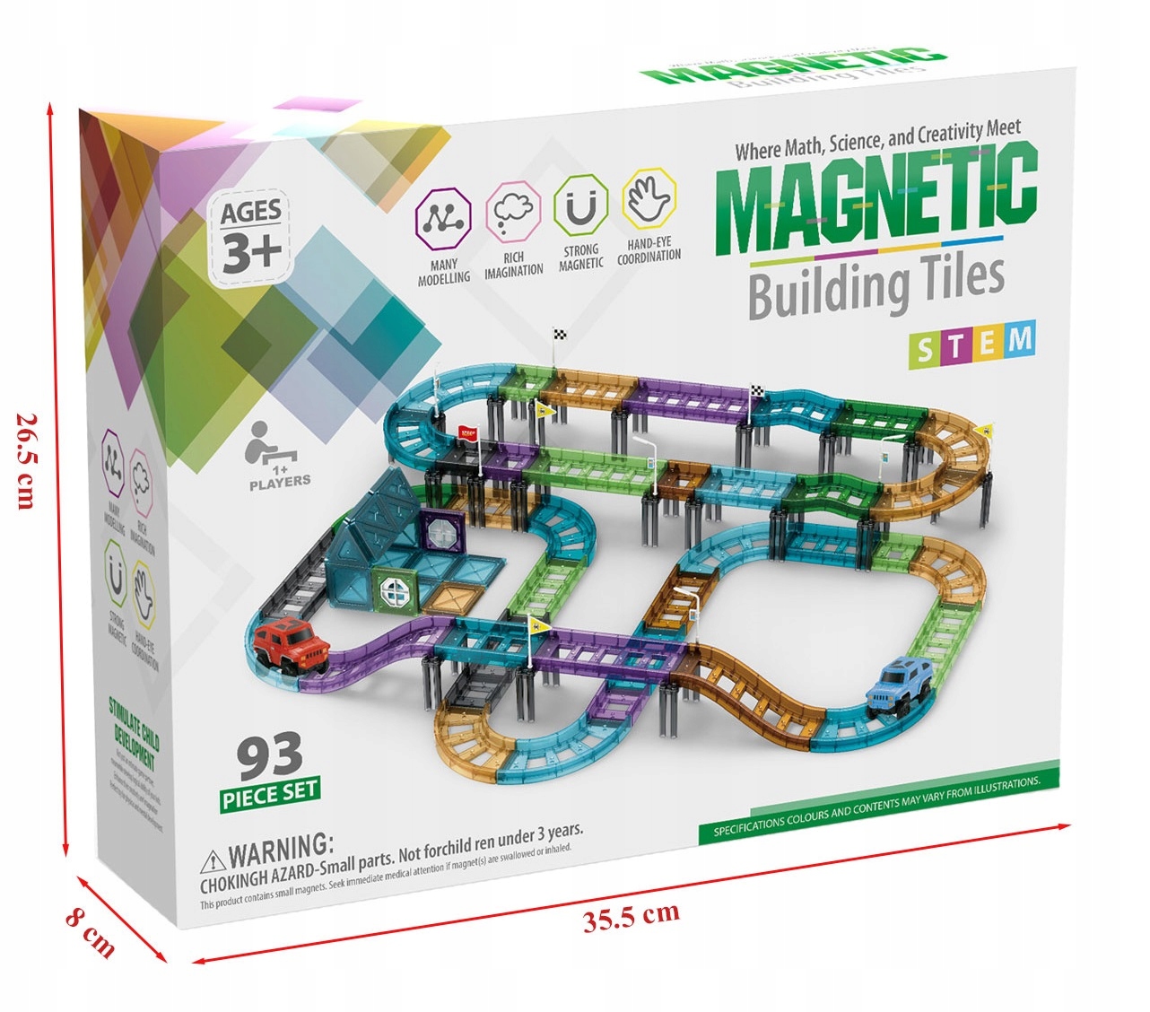 KLOCKI MAGNETYCZNE KOLEJKA ELEKTRYCZNA TOR 93 EL Marka AIG