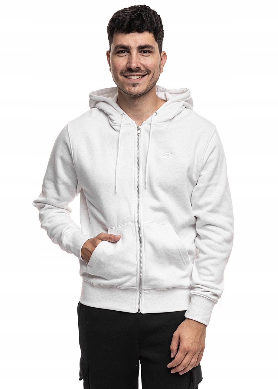 Pánská Mikina Nike s kapucí Rozepínací mikina Bílá Kangurka Teplá velikost 2XL