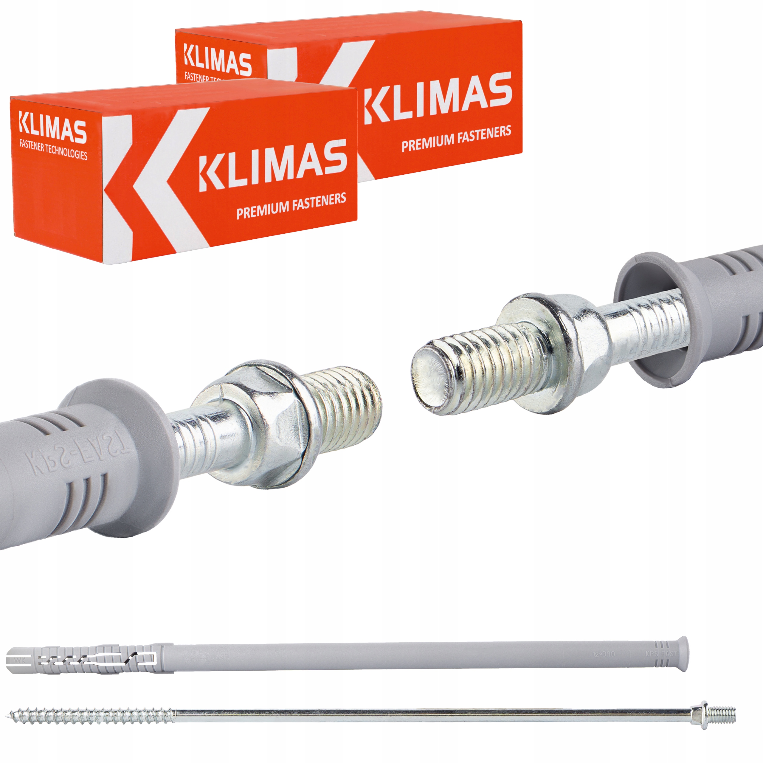 Rozperné kolíky pre odtokové rúry 12x 300 mm 50ks dvojzávitové M8 Klimas Kpd