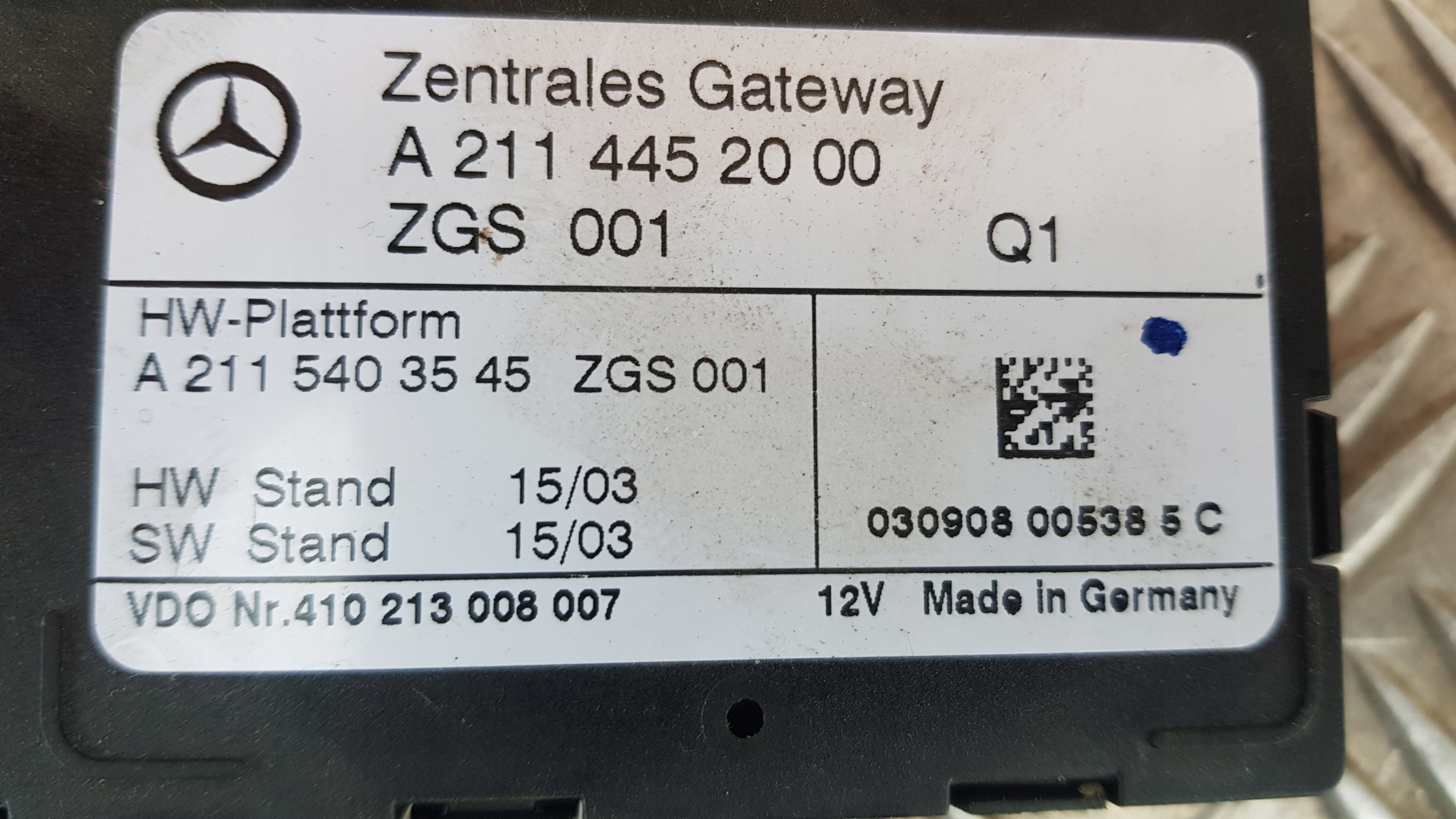 MERCEDES W211 control unit of a lock GATEWAY A2114452000