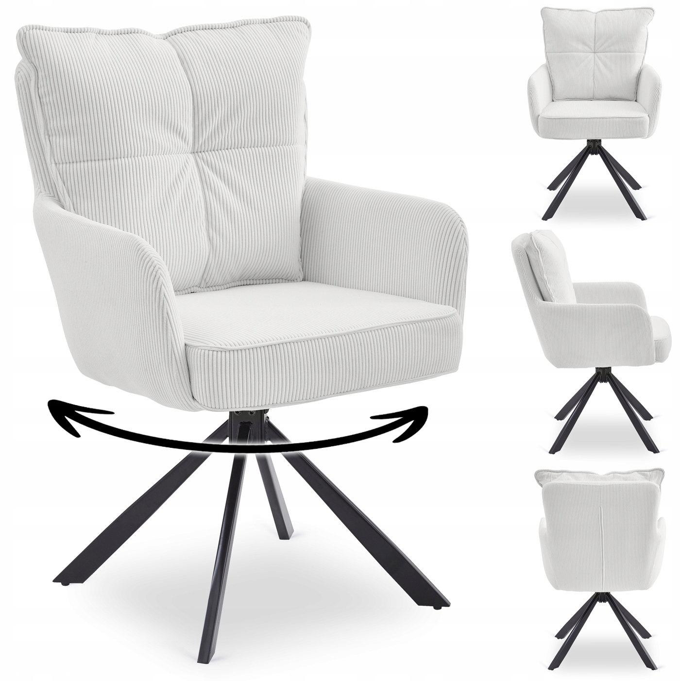 Otočné křeslo s čalouněním, krémem do kuchyně a jídelny City