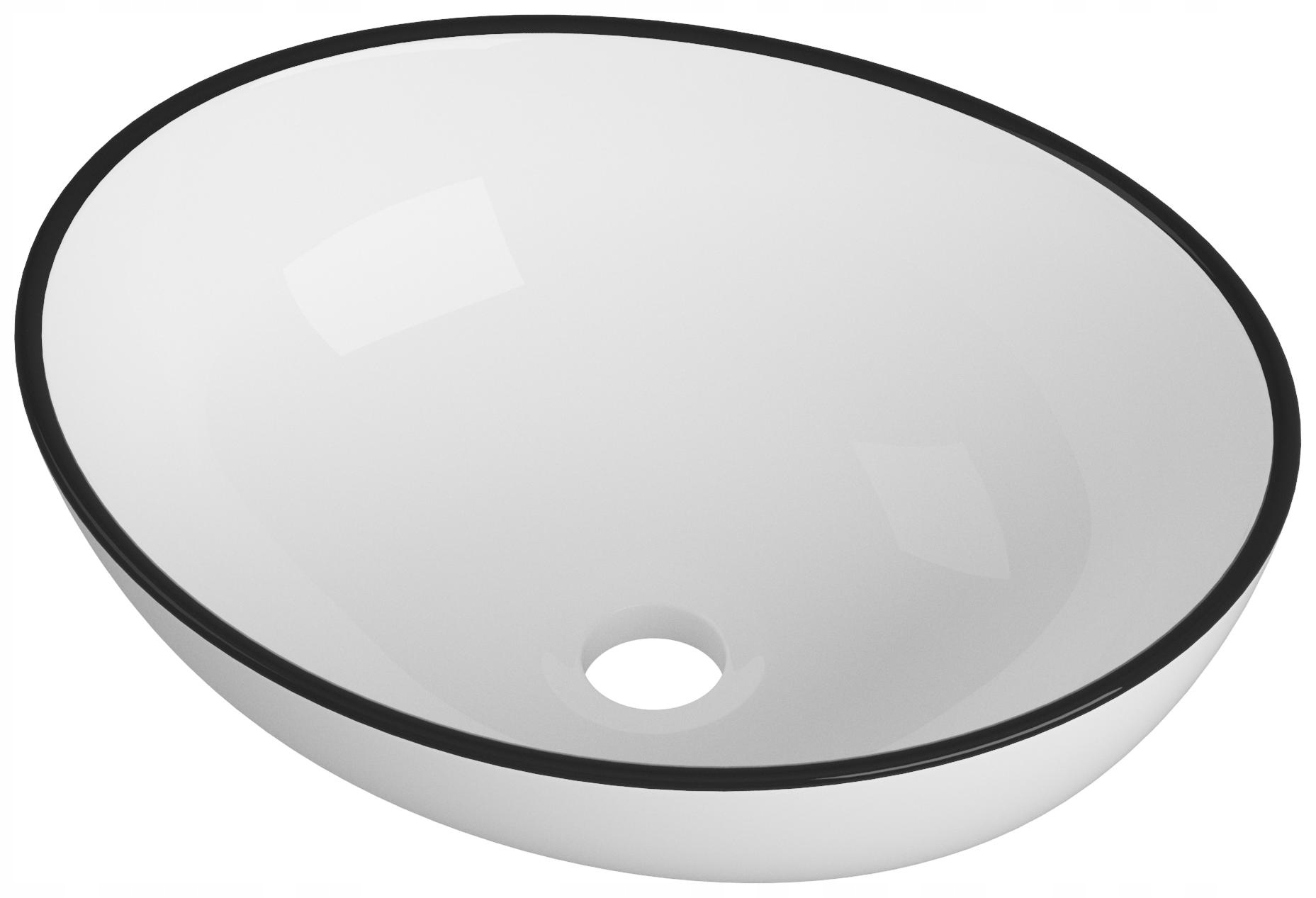 Umývadlo Na Dosku Oválne Biele Keramické Do Kúpeľne Čierny Lem Dora