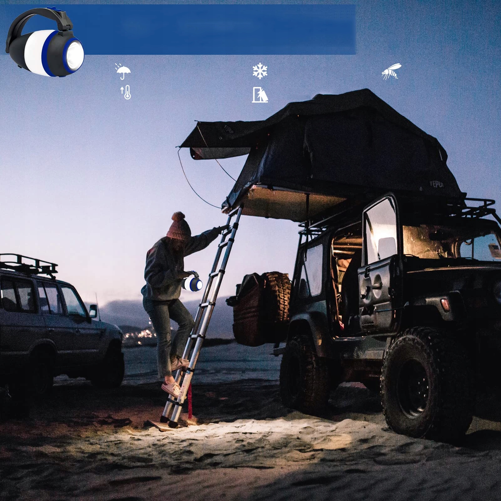 LATARNIA KEMPINGOWA LAMPA CAMPING POWERBANK 4w1 Wysokość 15.7 cm