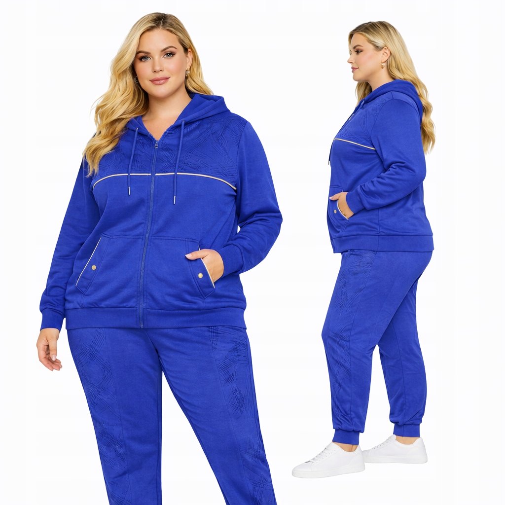 Tepláková Souprava Plus Size Zip Kapuce Bavlna Teplákovka Sportovní 50 52 5XL 6XL
