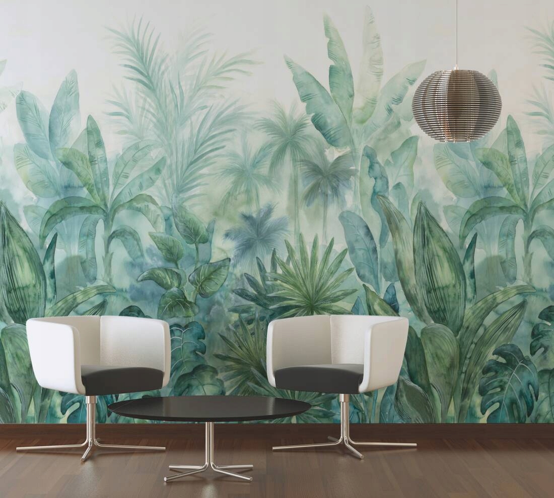 Botaniczna TAPETA MURAL - akwarelowa DŻUNGLA LIŚCIE PALMY - AS CREATION Marka AS Creation