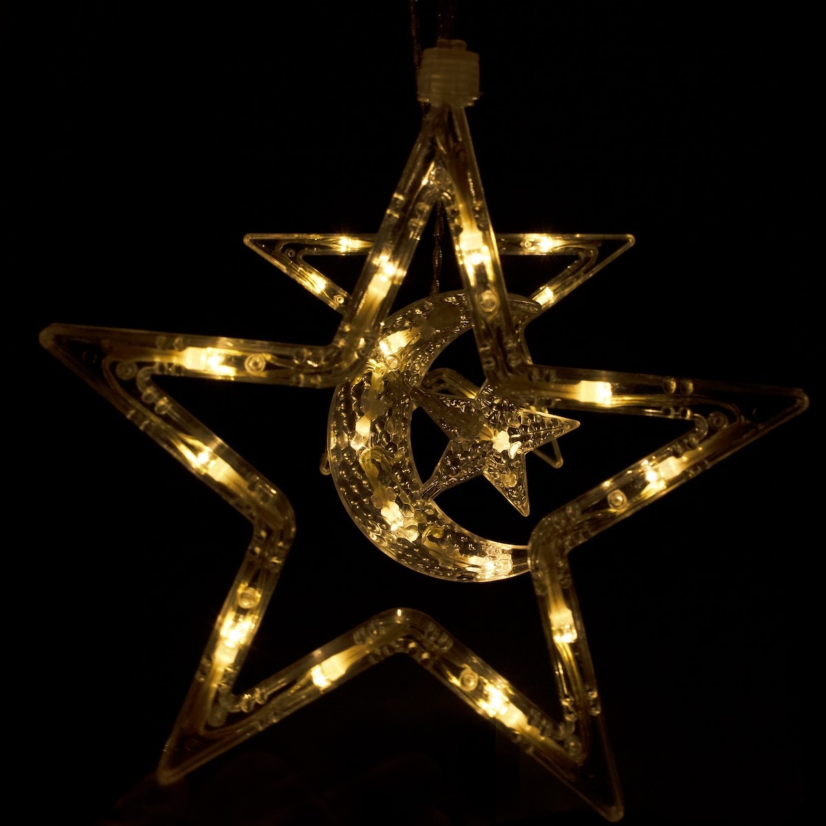 KURTYNA GWIAZDY KSIĘŻYCE LAMPKI 138LED WISZĄCE CIEPŁE BIAŁE Marka Springos