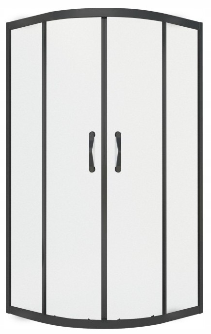 Kabina prysznicowa półokrągła 90x90x190 Czarna drzwi podwójne, rozsuwane