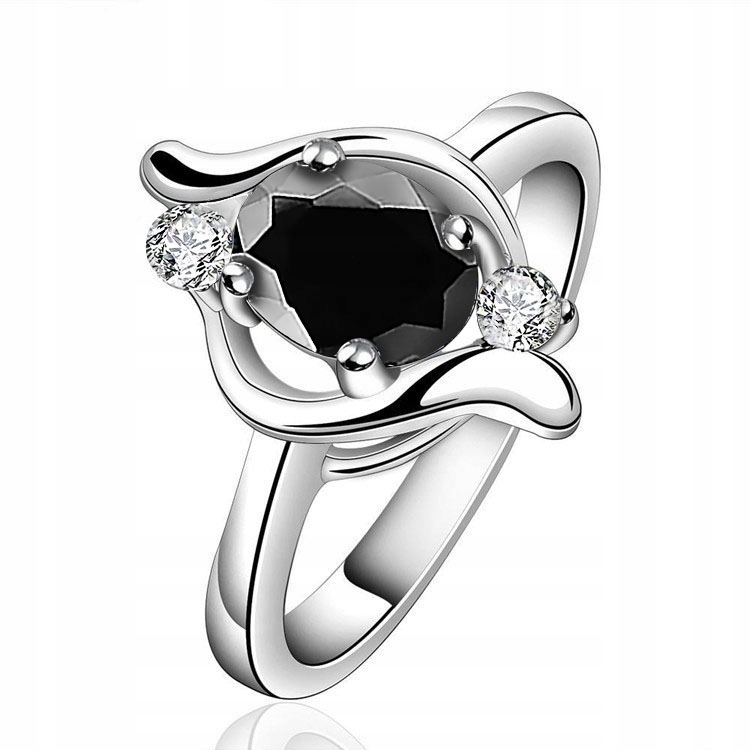 

Srebrny Pierścionek Z Czarną Cyrkonią Rozmiar 24