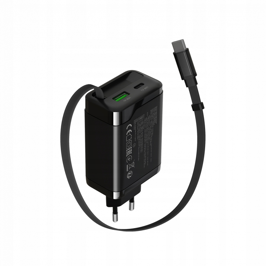 CANYON charger OnCharge 65RC Build-In Cable USB-C 65W 1xPD 1xQC EU Black — 10