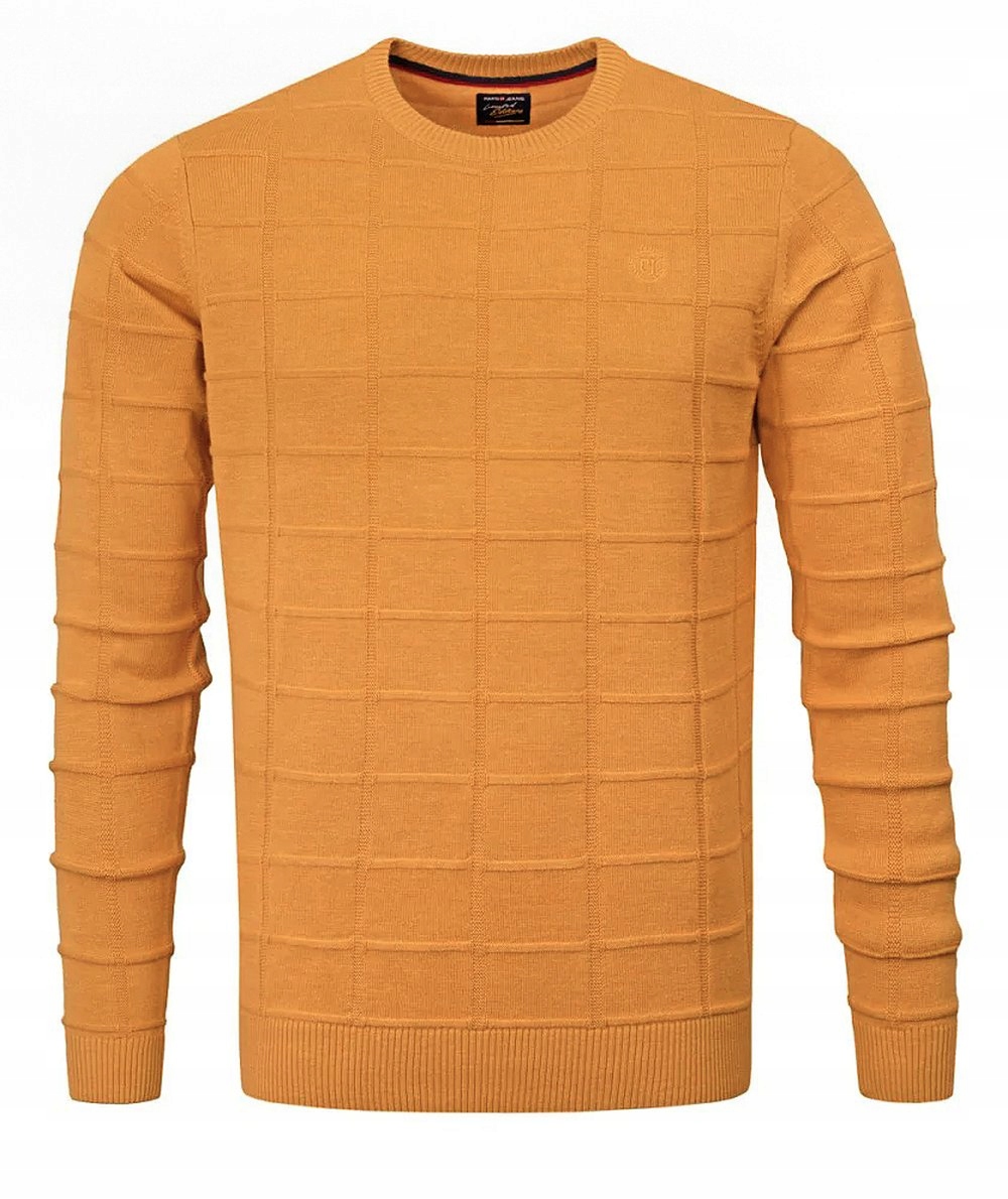 Pánský svetr Pako Jeans – lisovaná struktura materiálu – hořčicová barva – XXXL