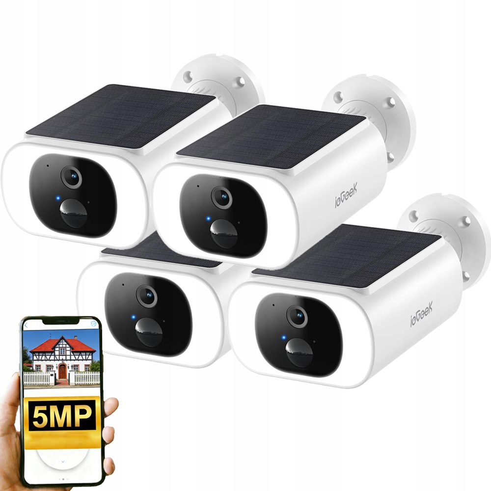 4ks Venkovní Wifi solární kamera 5MP Alarm 2K s barevným nočním viděním