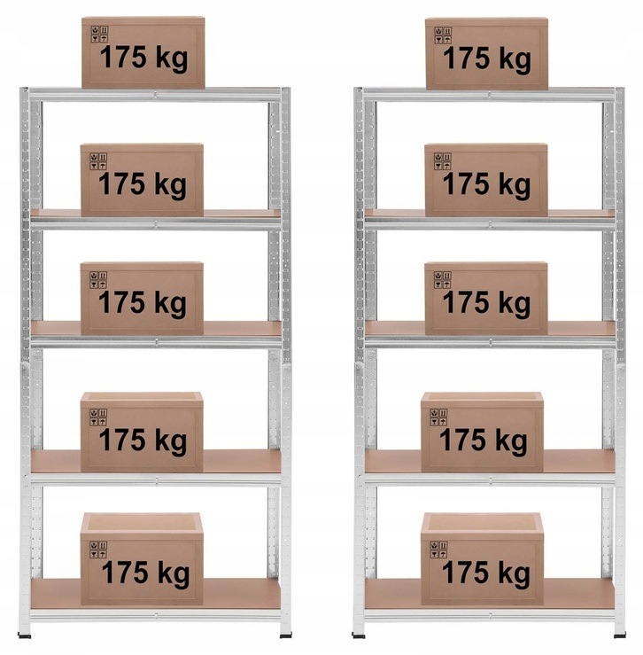 Regały magazynowe 90x40x180cm 5x175kg szare 2szt MSW MSW-STSH-24 10061977