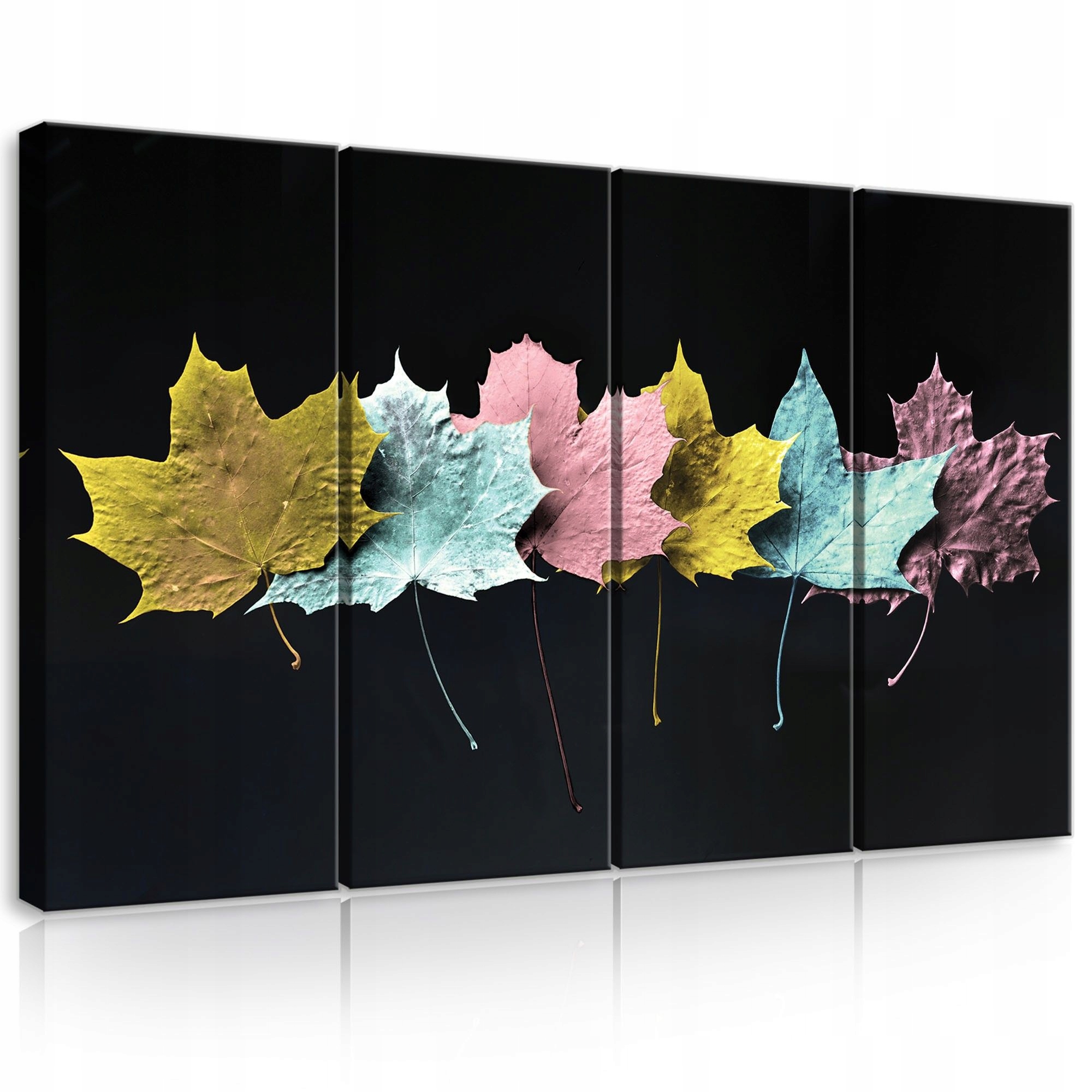 Obraz 120x80 modulárny polypované javorové listy metalíza čierna kontrast je