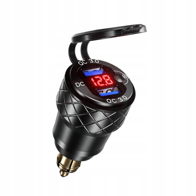 MC17A Gniazdo zapalniczki 2xUSB Quick Charge 3.0 12-24V Woltomierz