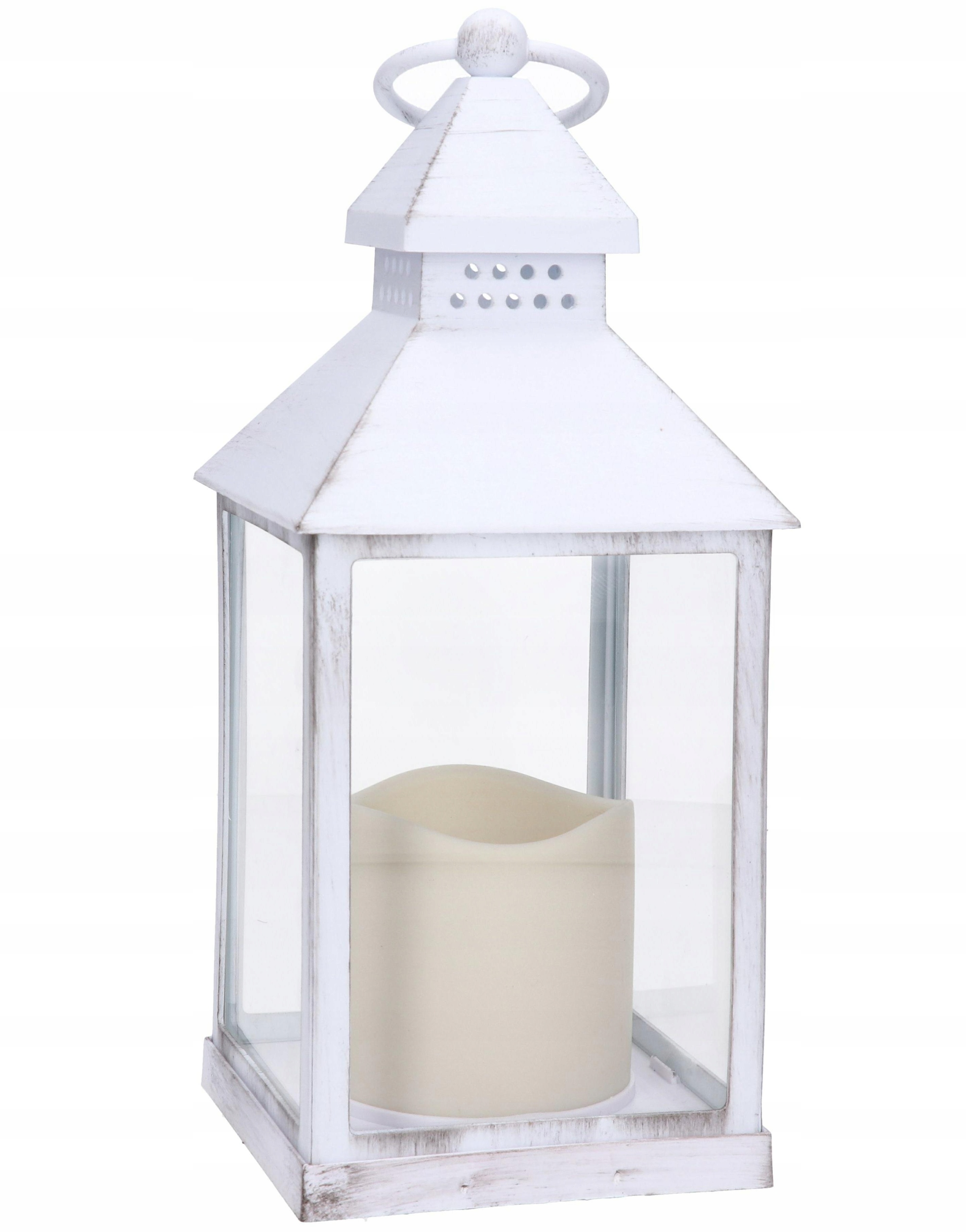 LAMPION LATARNIA BIAŁY NA BATERIE ŚWIECA LED
