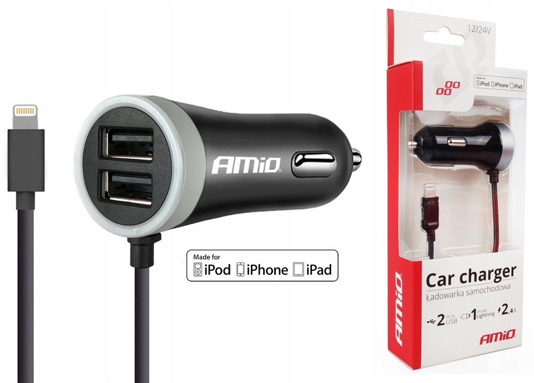 

Ładowarka do Apple Iphone kabel 2xUSB 2400 mA
