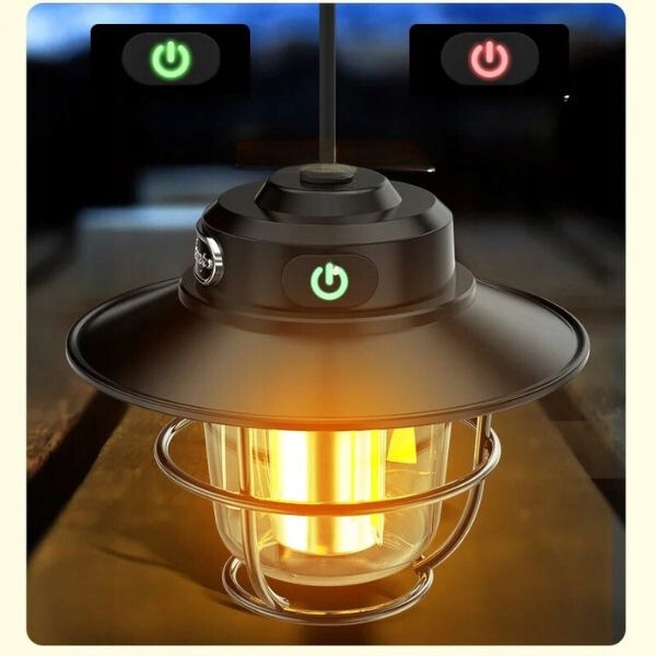 Lampa kempingowa retro 5W wodoodporna IPX4, akumulatorowa, ładowana USB C Model SY1536