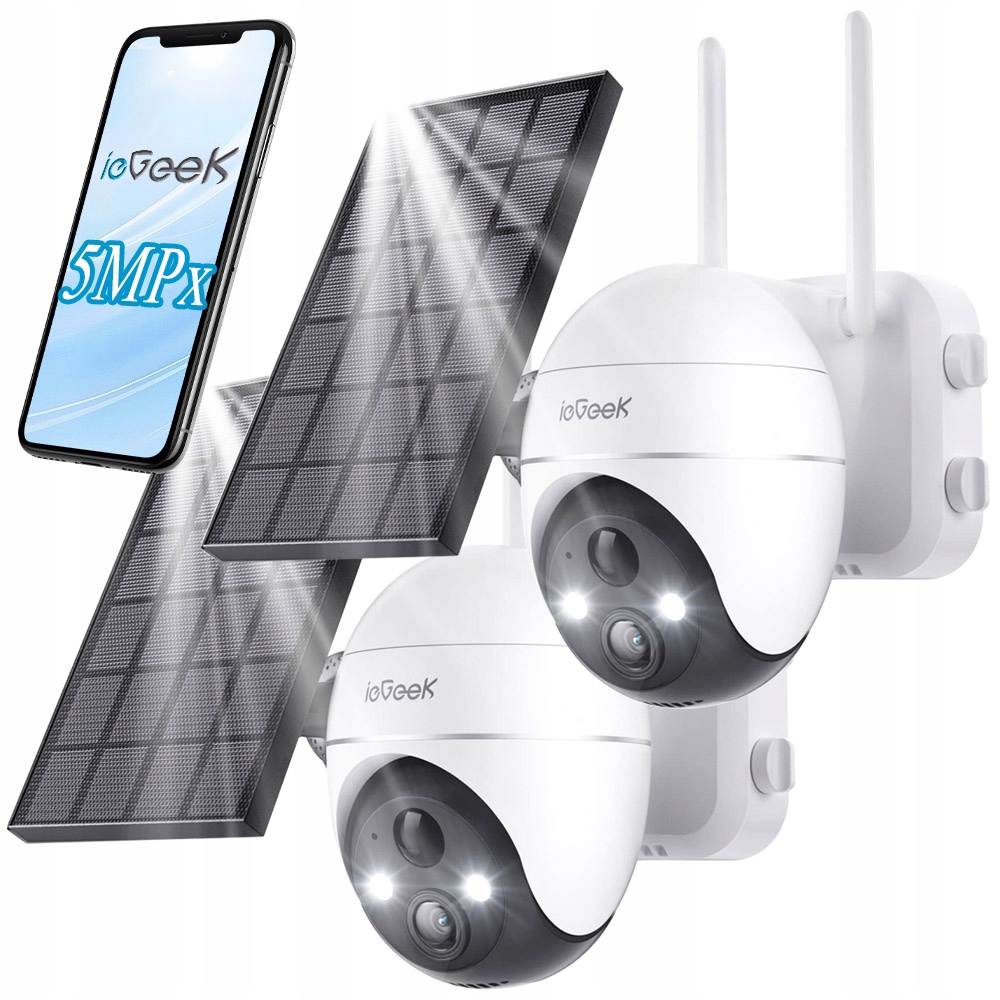 Venkovní otočná Ip WiFi Pir kamera 5MPx 4x solární Zoom na 9600 mAh 2ks