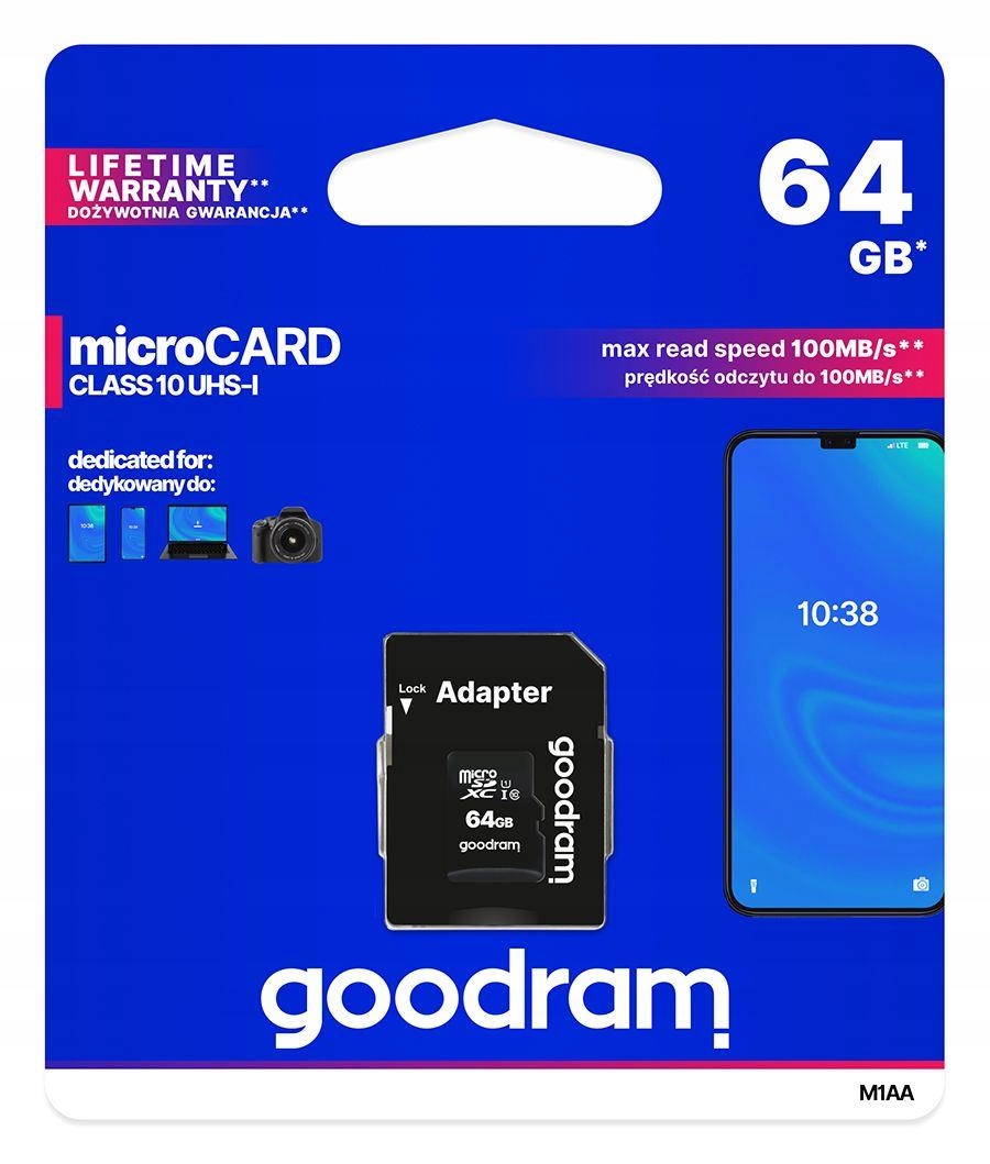 

Karta pamięci microSD 64GB 10 Uhs I adapter