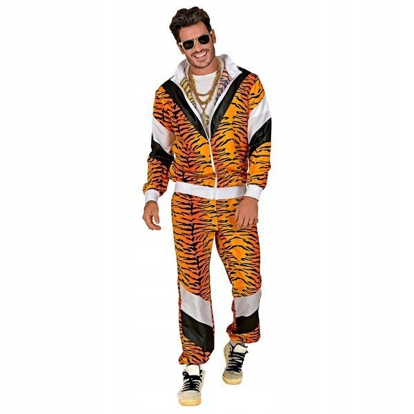 STRÓJ DRES POMARAŃCZOWY TYGRYS DISCO LATA 80 M
