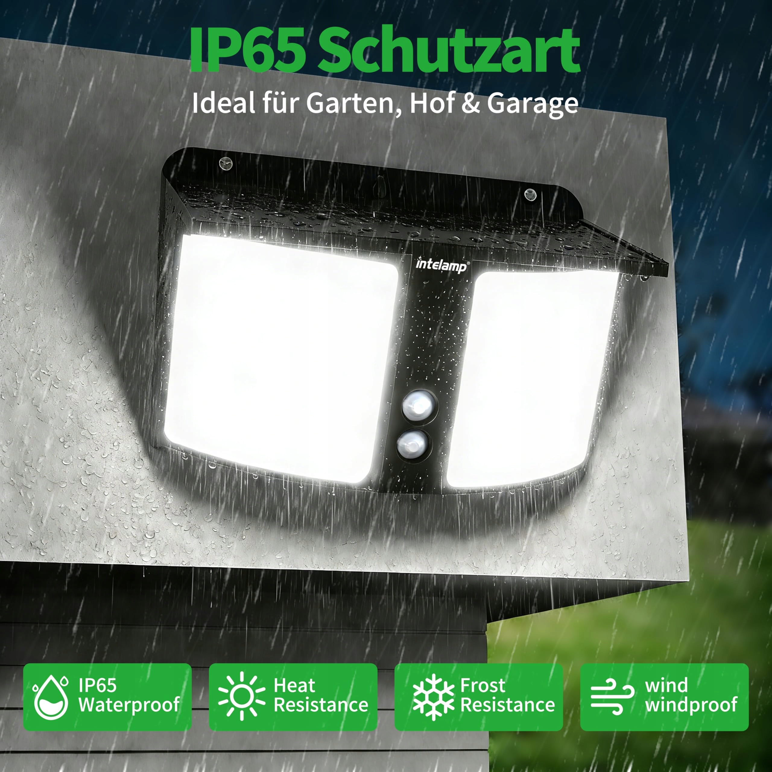 Lampa Solarna Z Czujnikiem Ruchu Ścienna Ściemniana IP65 INTELAMP — miniatura 4