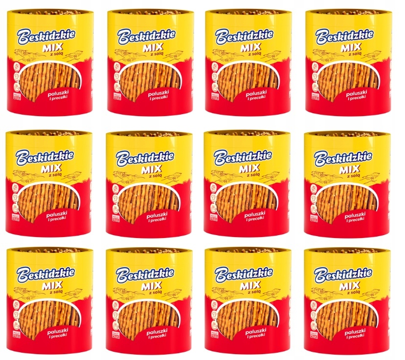 Levně 12 x 275 g Aksam Beskidzkie tyčinky preclíky tuba Karton