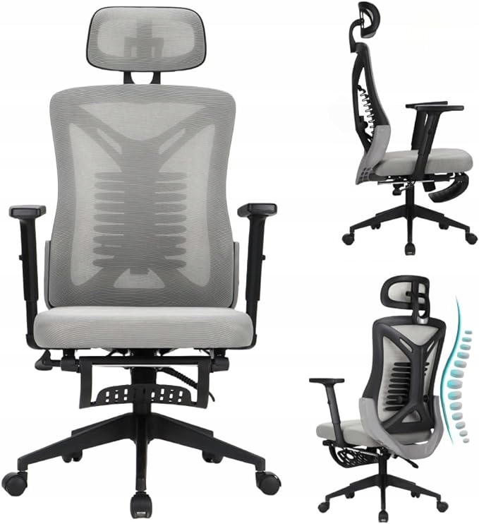 FOTEL BIUROWY ERGONOMICZNY KRZESŁO OBROTOWE Wygodny Regulowany Do Pracy Kolor korpusu czarny