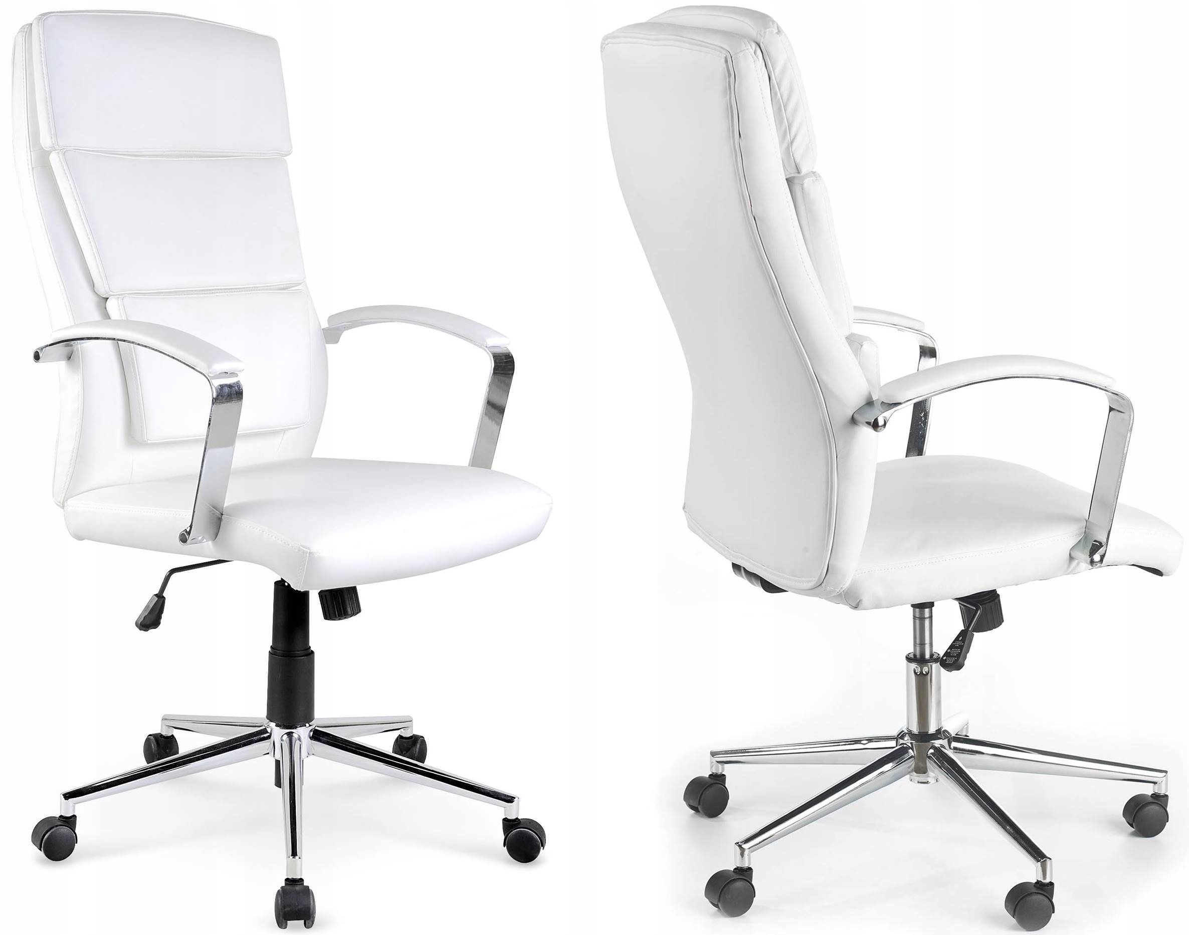 Fotel Biurowy Auren Biały Obrotowy Eco Skóra Krzesło Ergonomiczne Mechanizm