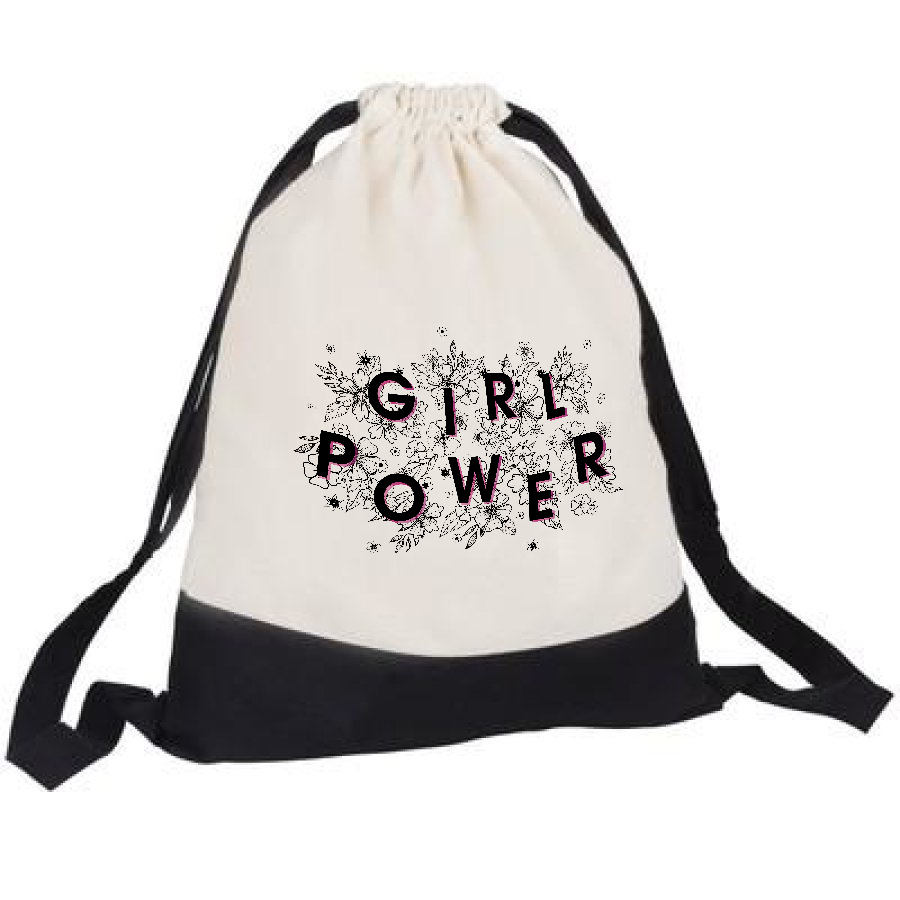

Plecak Torba Worek Beżowo-czarny Girl Power 18