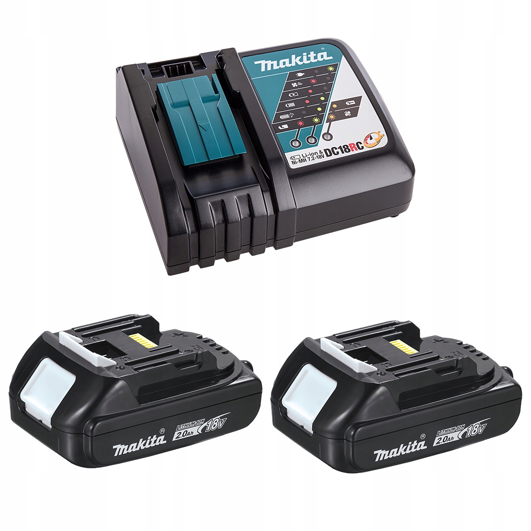 Zestaw 2 akumulatorów 2Ah BL1820B +ładowarka DC18RC Makita DC18RC+2XBL1820B