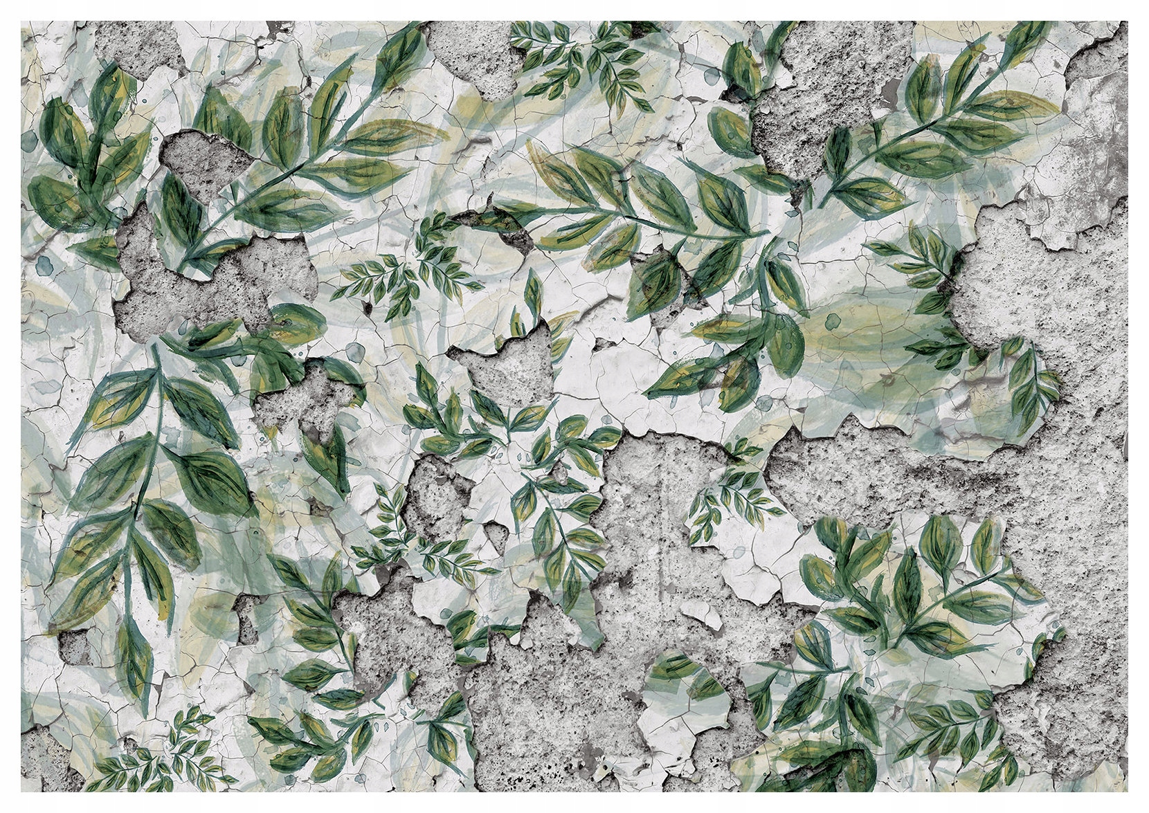 Fototapeta Zelené listy na stene s vinylovou textúrou 312x219 lepidlo