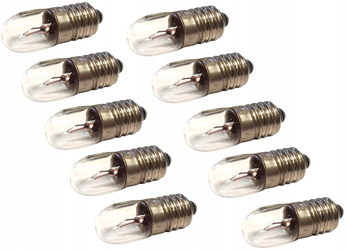 10× ŻARÓWKA DO LATARKI GWINT E10 6,3V 300mA 0,1A