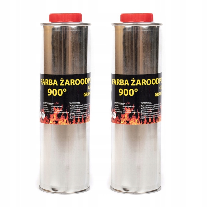 Farba Żaroodporna Do Rur Kominków Pieców Rur Palenisk Do Ogrodu 2x1L Grafit