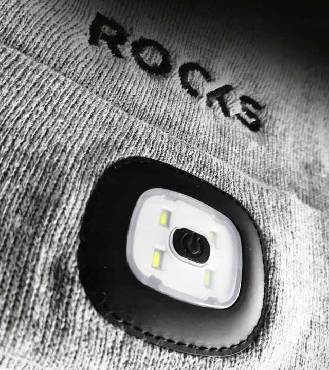 Czapka z Latarką Led Rooks Ładowanie USB Szara Marka bez marki