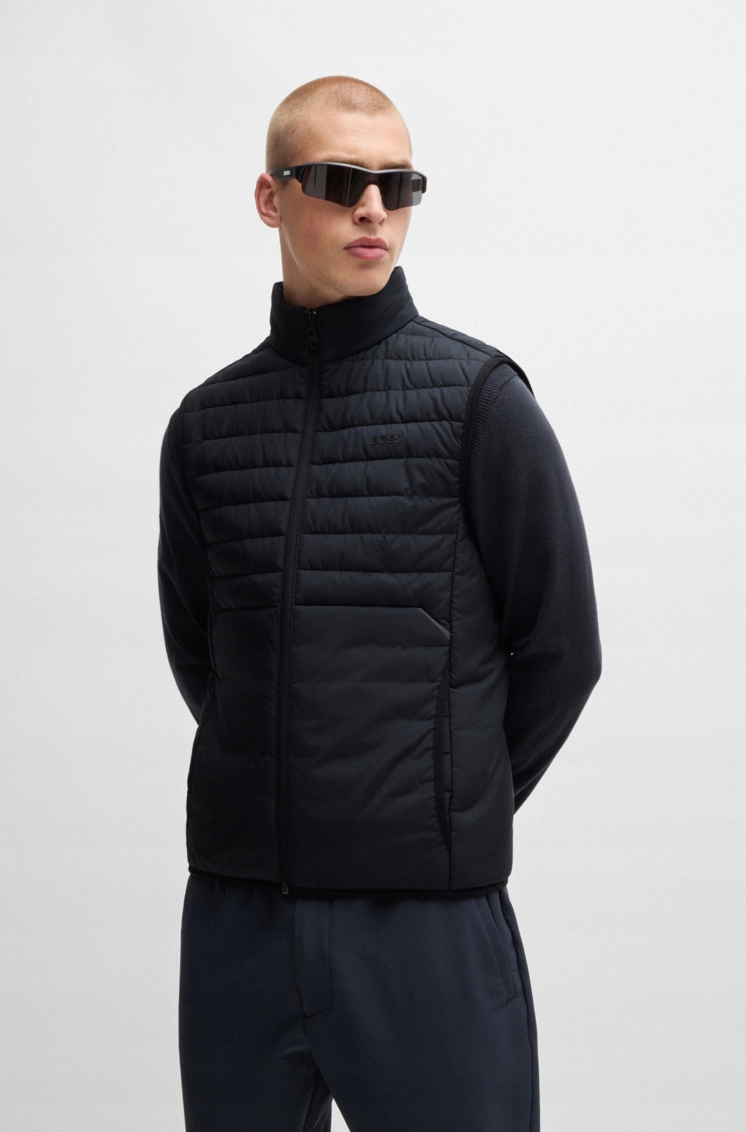 Boss Černá Ležérní Vesta S Polostojícím Límcem Plus Size 3XL 6FA