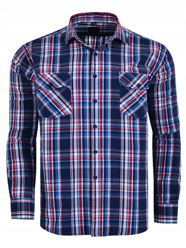50/51 Košile Kostkovaná, Tmavě Modrá, Dlouhá, Velká